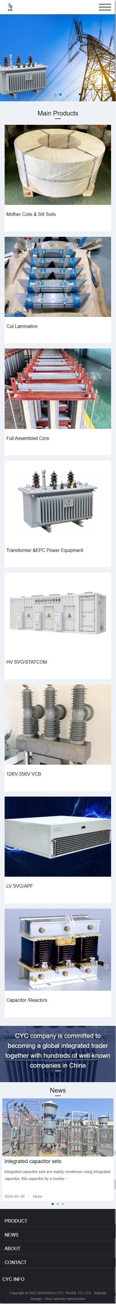 上海翀赟科貿(mào)易有限公司變壓器外貿(mào)網(wǎng)站開發(fā)制作建設(shè)案例 手機端預(yù)覽圖